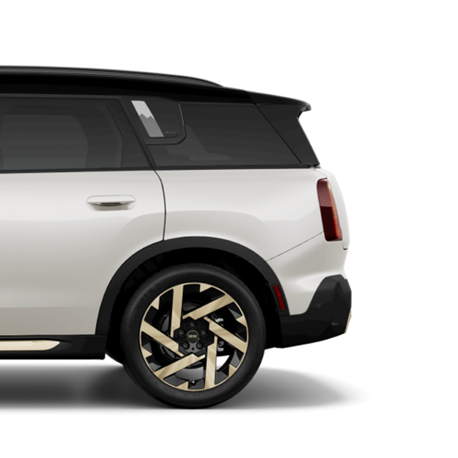 Side view of rear half of a MINI Countryman SE All4.