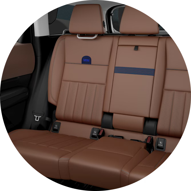 An image of the inside of the MINI Countryman S ALL4 showcasing the three rear Sports Seats.