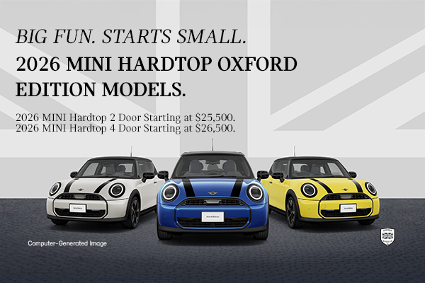 Front view of 3 MINI Cooper Oxford Editions.
